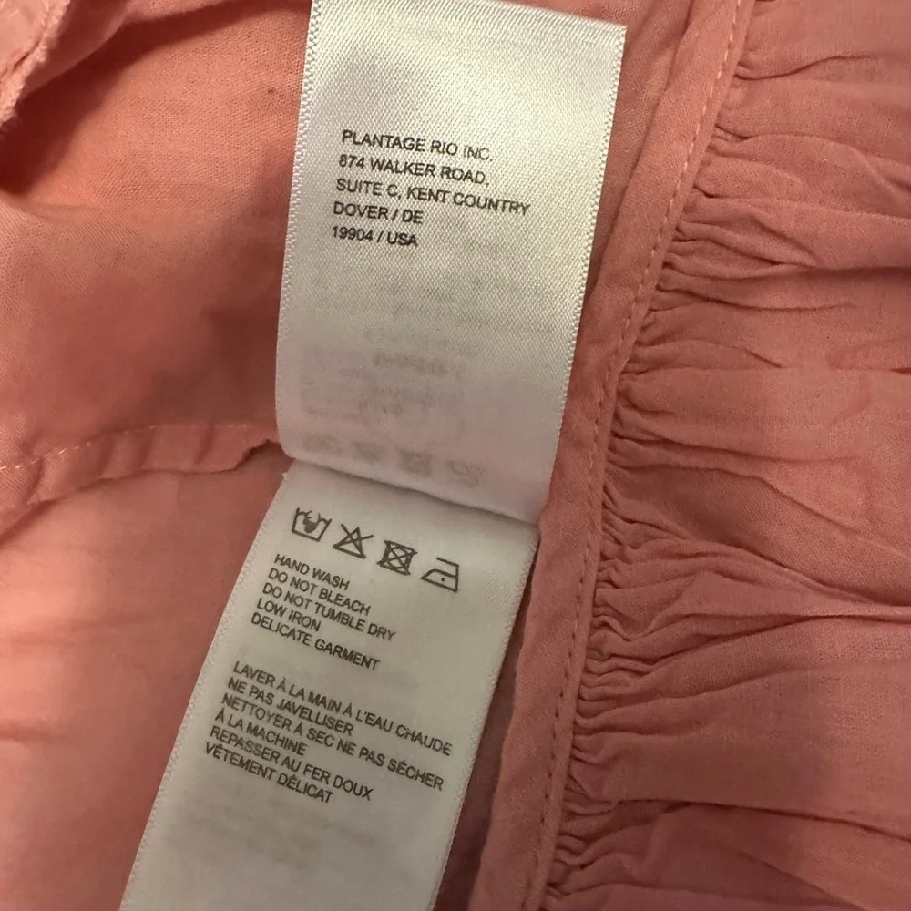 Farm Rio Anthropologie Blush Pink Wrap Blouse Top Size Medium
